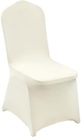 VEVOR Stuhlhussen für Klappstühle aus Elastischem Spandex, Universell Passender Stuhlbezug, Abnehmbare &Waschbare Schonbezüge, für Hochzeiten, Partys, Feiern, Essen (50 Stück, Elfenbeinweiß)