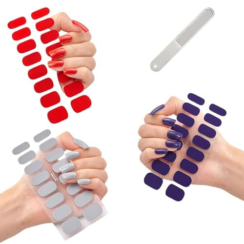 Quinnas Gel Nail Stickers with Uv Light Kit, Semi Cured Gel Nail Strips Christmas, Diy Gel Nail Stickers Kit, Semi Cured Gel Nails, Easy to Apply & Remove (G)