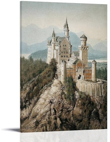 TSNKNP Adolf Hitler Neuschwanstein Castle Art Poster Dekorative Malerei Leinwand Wandkunst Wohnzimmer Poster Schlafzimmer Malerei,Wandkunst Bilddruck Moderne Familienzimmer Dekor 08x12inch(20x30cm)