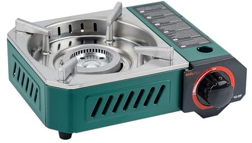 onlyfire Mini Hornillo de Camping con Maletín de Transporte, Hornillo Portátil de Gas para Camping, Senderismo, Viaje en Autocaravana, Desayuno, Diseño de Quemador Hundido Resistente al Viento, 2000W