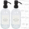 Harbour Housewares 2x Glass Soap Dispensers with Labels - 500ml - Clear/White - Bathroom Kitchen Shampoo Shower Gel Liquid Hand Wash Foam Pump Bottle
