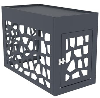 Vente-unique-Copertura per aria condizionata/pompa di calore Con anta di accesso in Alluminio traforato Antracite - KAZOMA