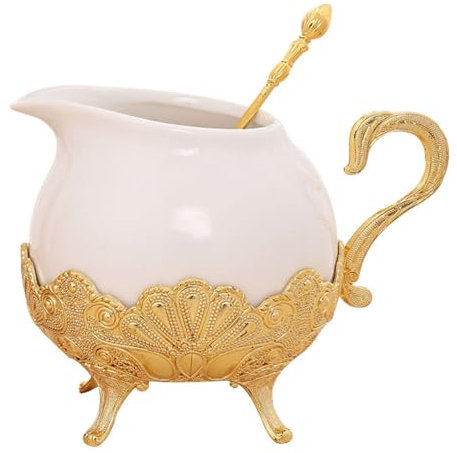 Zuckerkännchen, Einweihungsgeschenk aus Keramik, Zuckerbehälter for Kaffee, Frühstück, Nachmittagstee, Zuckerdose aus Keramik, europäische Zuckerdose mit Löffel, goldenes Milchglas aus Keramik, Kaffee