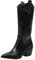 HSyc JRX Stivali da donna con tacco alto da cowboy con tacco alto da 7 cm, punta a punta, Nero , 35 EU