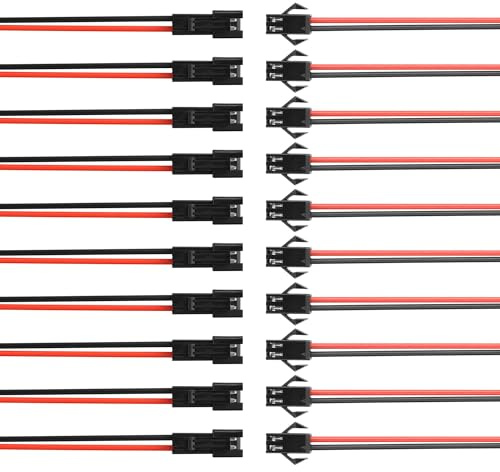 GINTOOYUN 10 pares de cables JST SM de 2 pines 22 AWG 2 pines SM macho/hembra emparejado cable eléctrico (6,02 pulgadas) (2 pines)