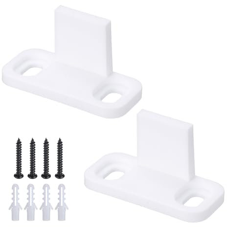 QUARKZMAN 2uds Granero Puerta Suelo Guía, POM Universal Corredera Granero Puerta Herraje, Plano Inferior Pista Guía Oscilación Tapón para Derivación Armario Bolsillo Puertas, Blanco