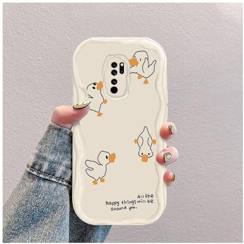 Anatra Custodia Onda Silicone Morbido Compatibile con Xiaomi Redmi Note 8 Pro Bianco Cover