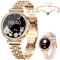 BKOHJAJI Montre Connectée Femme avec Appel Bluetooth/écran HD Ronde 1,27,120 Sportifs/Fonction Femme/Fréquence Cardiaque/Spo2/Sommeil/Calories Montre Connectée pour Android iOS, Or, Bracelet Cadeau