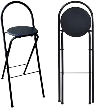 Barhocker Klappbar Mit Lehne Klappbarer Hocker Hoch Sitzhöhe 60cm/65cm/70cm/75cm Barsessel Loungesessel Tragfähigkeit 125kg Barstuhl Klappbar Küchenstühle Für Bar Café Tresenhocker(Black,70cm)