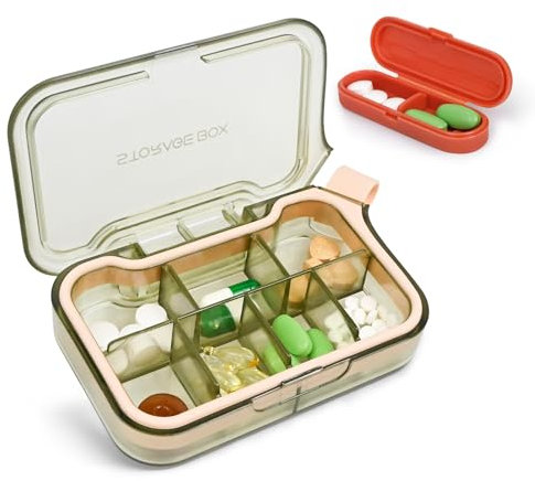 Luxoraiova Tablettenbox, Reise-Pillendose mit 6 Fächern – BPA-frei, Wasserdicht & Kompakt für Alltag und Urlaub (Grün)