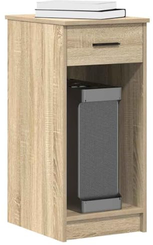 Toshilian Support PC sous Bureau, Support Tour PC Support d'unité Centrale Support de Tour d'ordinateur et tiroir chêne Sonoma 35x45x77 cm