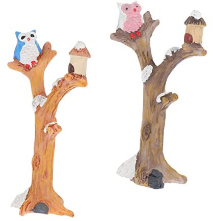 OFFSCH Miniatur Eule Decor 2 Pack Realistische Harz Eule Für Puppenhaus Und