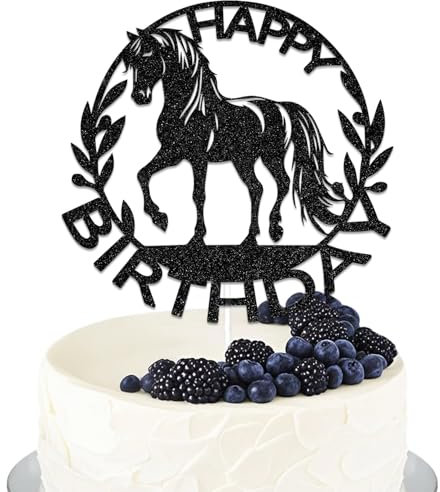Horse Happy Birthday Cake Topper Derby Horse Cake Topper Horse Racing Party Decoration Black Glitter
