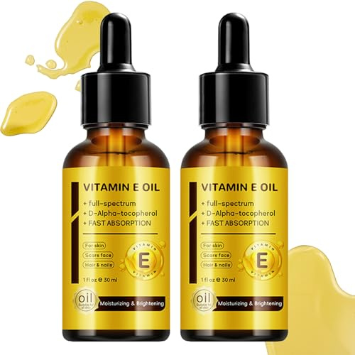 Vitamin E Oil for Skin, Scars, Face, Hair and Nail, Organic Vitamin E Oils for Fine Lines, Moisturizes and Revitalizes Skin for Whole Body, 2PCS
