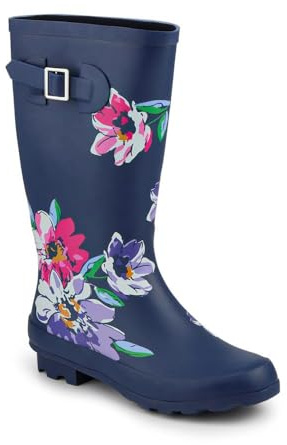 Pavers Grip Sole Rubber Wellies - Navy Floral Size 3