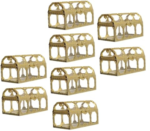 DEARMAMY Goldene Quadratische Bonboniere aus Kunststoff 8 Stück Hohle Hochzeit Süßigkeitenbox Aufbewahrungskiste für Feste und Jubiläen