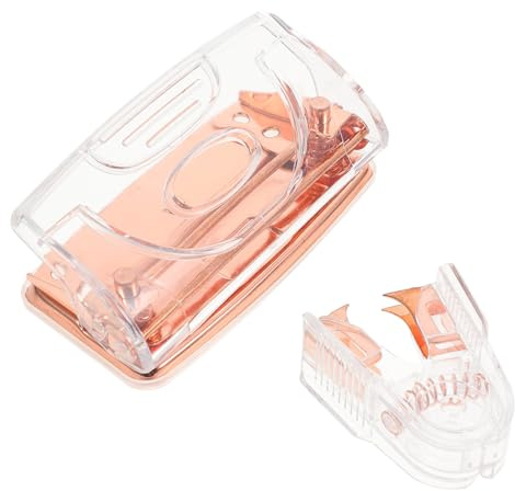 CALLARON Perforatrice 2 Trous 5 Cm Robuste et Arrache-agrafes Multi-usages Transparent Rose Gold, Outil Pratique pour Bureau, Fourniture Scolaire et Organisation de Documents