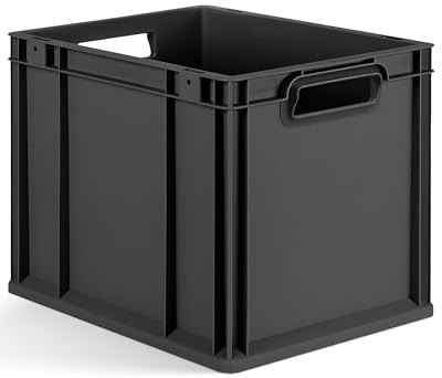 aidB Eurobox NextGen 2.0 Cycle - 400x300x320mm – 30L Aufbewahrungsbox aus recyceltem Material - Stapelbare Lagerbox in Anthrazit – offene Griffe - Industriequalität - Auch mit ColorClips erhältlich