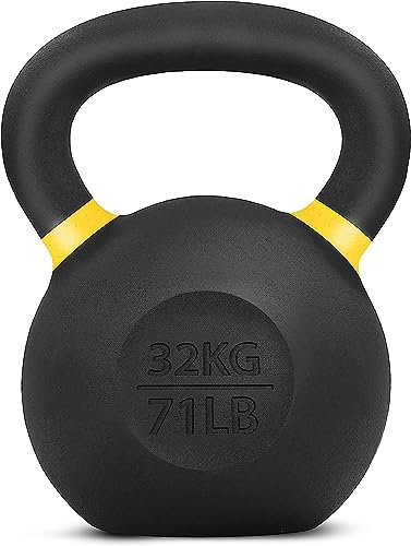 Yes4All CXCM Pulverbeschichtetes Kettlebell aus Gusseisen, 32 kg, gelb