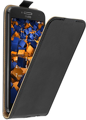 mumbi Tasche Flip Case kompatibel mit Lenovo Moto G5 Plus Hülle Handytasche Case Wallet, schwarz