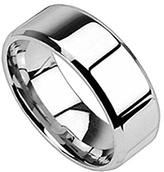 Piersando Band Ring Edelstahl poliert Bandring Ehering Partnerring Trauring Freundschaftsring Damen Herren Silber Größe 59 (18.8) 8mm Breit