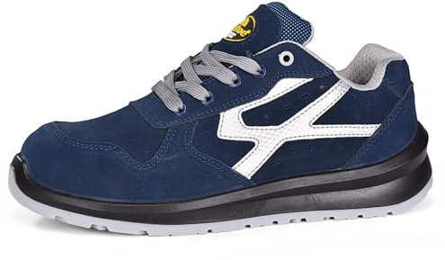 SAFETOE Zapatos de Seguridad para Hombres con Puntera de Fibra de Vidrio 7328 Zapatillas Ultra-Ligeras Azul (Talla 43, Azul)