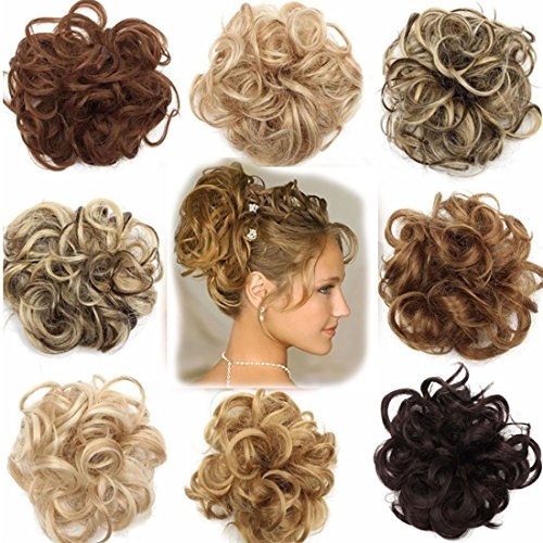 VOLUMINÖS Haarverlängerung Haargummi Haarteil hairpiece Haarverdichtung Zopf Scrunchie Haarband Haarschmuck Dunkelblond zu Bleichmittel Blond