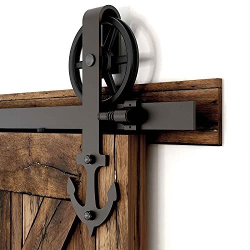 152cm/5FT Vintage Spoke Industrial Rad Schiebetür Barn Holz Innen Tür Schiebetürbeschlag Set Schiebetürsystem/sliding barn door hardware