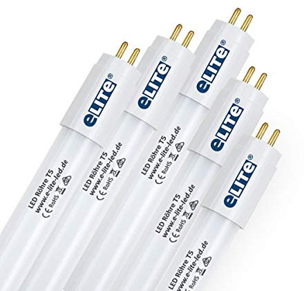 eLITe LED Röhre T5, 144,9cm, 24W, sehr hell, 2640lm, 840, 4000 Kelvin, Universalweiß, NUR FÜR EVG, 140 Grad, homogenes Licht, langlebig 50.000h, 3 Jahre Garantie, 5 Stück