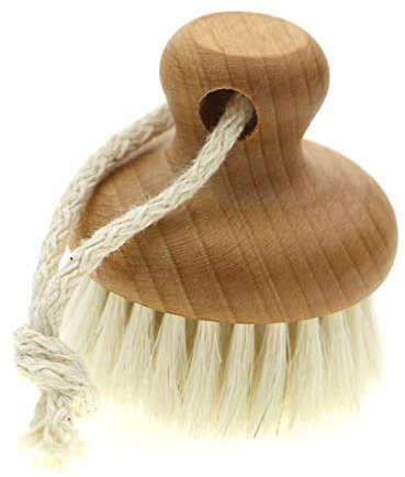 KulturGUT Gesichtsbürste - Buchenholz, geölt, mit weichem Mähnenhaar mit Baumwollkordel, für eine strahlende und jugendliche Haut, perfekte Vorbereitung für eine wirkungsvolle Pflege, Ø 5 cm