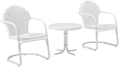 Crosley Furniture KO10011WH Tulip Retro Metall Sitzgruppe 3-teilig (2 Stühle und Beistelltisch), weiß