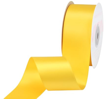 VATIN 38mm Wide Double Faced Polyester Maize Yellow Satin Ribbon Continuous Ribbon -23 Metre, Perfect for Wedding, Gift Wrapping, Bow Making& Other Projects