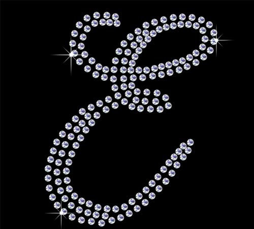 TShirt Showroom 4 Fancy letter E Hotfix Rhinestone Diamante Iron on Transfer Motif Applique