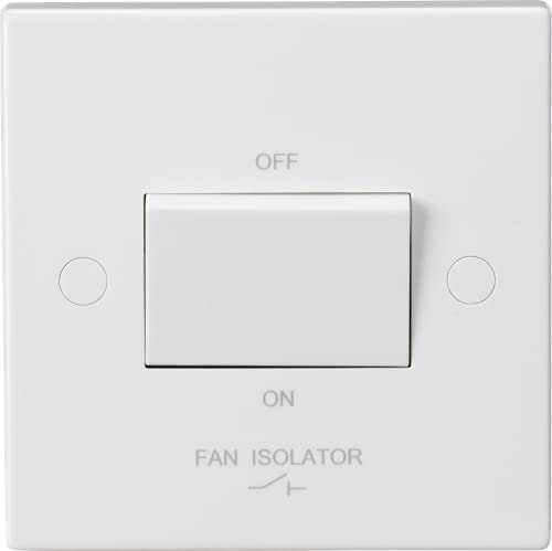 Knightsbridge White Square edge Plastic 10A 3 Pole Fan Isolator Switch