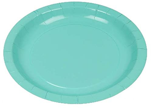 Générique 10 Assiettes Rondes Carton Bio Ø20CM Bleu Vert