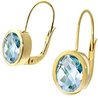 NKlaus Paar 333 8 Karat Gold gelbgold Blautopas Tropfen Ohrhänger Brisur Oval Ohrringen 9258