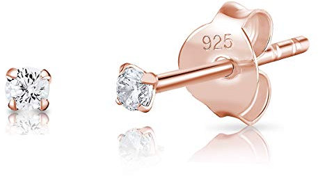 Orecchini Punto Luce Argento 925 Placcati Oro Rosa con Brillantini Zirconi - Orecchini Punto Luce Oro - Orecchini Donna Oro Rosa - Orecchini Diamante - Orecchini Placcati Oro - Orecchini Rosa