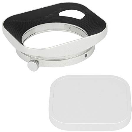 Haoge LH-M36W Metall Aushöhlen Sonnenblende Gegenlichtblende mit Kappe für Leica Leitz Summicron 35mm f2, Summicron M 35mm f/2, Summicron-M 35mm f2 ASPH und Elmarit-M 28mm f2.8 ASPH Objektiv Silber