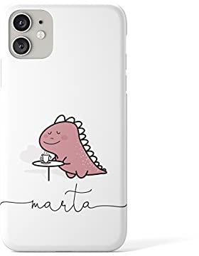 Tirita Personalised Initials Custom Hard Phone Case Compatible with iPhone 11 Pro Max Chubby Dinosaur Pink T-Rex