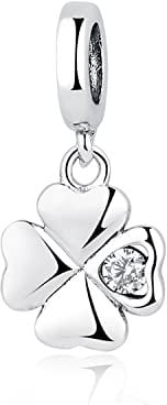 MariaFonte Charm Anhänger Neu 2025 Vierblättriges Kleeblatt Geburstag Jubiläum Original Angebot Perlen Armband Silber 925 Günstig Herz Mama Familie Frau Kompatibel Glücksbringer Weihnachten Mädel