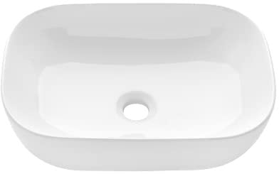VBChome Waschbecken 45,5 x 32 cm Keramik Weiß Oval Waschtisch Handwaschbecken Aufsatzwaschbecken Waschschale Gäste WC