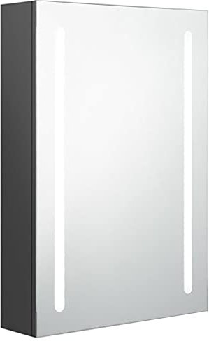 vidaXL LED Bad Spiegelschrank Badezimmerspiegel Badspiegel Spiegel Badschrank Badezimmerschrank Hängeschrank Wandschrank Grau 50x13x70cm