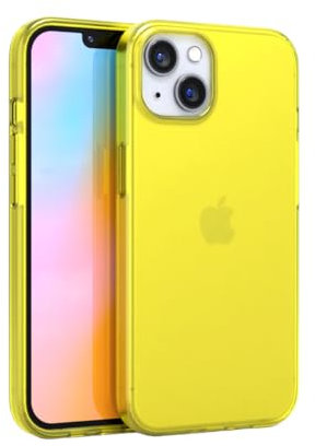 FELONY CASE - iPhone 13 Neon Yellow Clear Protective Case, TPU and Polycarbonate Shock-Absorbing Bright Cover - Crack Proof with a Gloss Finish - Wireless Charging Compatible