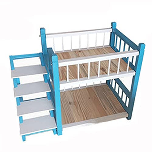 Haustierbett auf Mehreren Ebenen Hundebett, Etagenbett für kleine und mittelgroße Hunde und Katzen, Wasserdichtes Innen-Maisonette-Bett für Haustiere mit Treppe(Size:109x62x80m,Color:Blue)