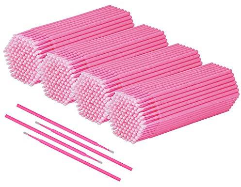 TAKUZA 400 Stück Einweg Microbürsten Wimpernbürste für Wimpernverlängerung, Wimpernlifting Zubehör, Lashes Graft, Makeup Applikator, Oral und Sauberkeit (ROSA)