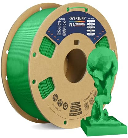 OVERTURE PLA Plus (PLA+) PLA-Filament 1,75 mm, professionelle PLA-Festigkeit, 1kg Filament (2,2 lbs), Maßgenauigkeit +/- 0,02 mm, für 3D-Drucker (Grün)