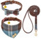 EXPAWLORER Hundehalsband mit Leine - Einstellbarer Hundehalsband mit Tuch Fliege und haltbarer weicher Hundeleine, moderner Halsband und Leine Set für Katze kleine mittelgroße große Hunde, Blau S-M