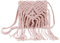 MEGAUK Umhängetasche mit Fransen Damen Schultertasche Fransentasche Quasten Stroh gewebte Strandtasche für Frauen, Pink