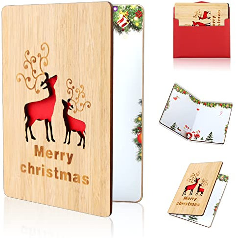 WDJLNZB Karte Weihnachten, Bambuskarte, Weihnachts Karte, Weihnachtskarten mit Umschlägen