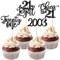 24 Stück 21. Geburtstag Cupcake Toppers Glitter Twenty-one seit 2004 Prost auf 21 Cupcake Picks Hallo 21 Jahre Geburtstagskuchen Dekorationen für glückliche 21 Geburtstag Jubiläum Party Schwarz